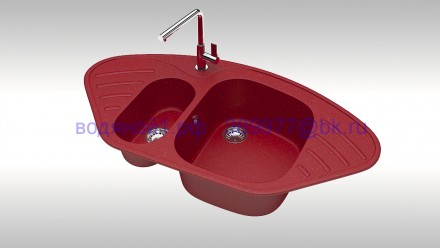 Мойка из искусственного камня ZETT lab модель 23 Q17 красный блеск матовая